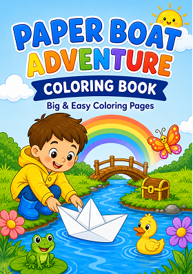 Paper Boat Adventure coloring book cover