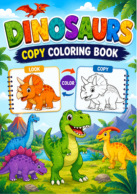 Dinosaurs Copy Coloring book cover