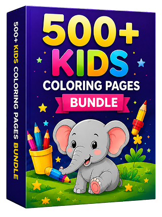 500+ Kids Coloring Pages Bundle product box